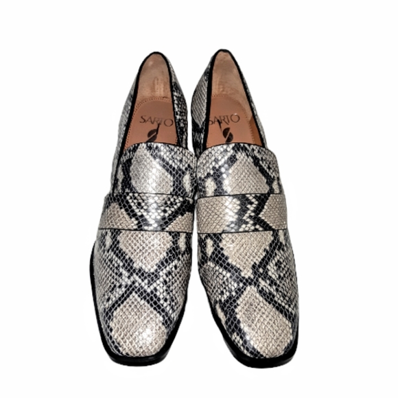 Franco Sarto Renato Loafer Pump Block Heel Chunky Brown Faux Snake Skin size 9… - Picture 2 of 7